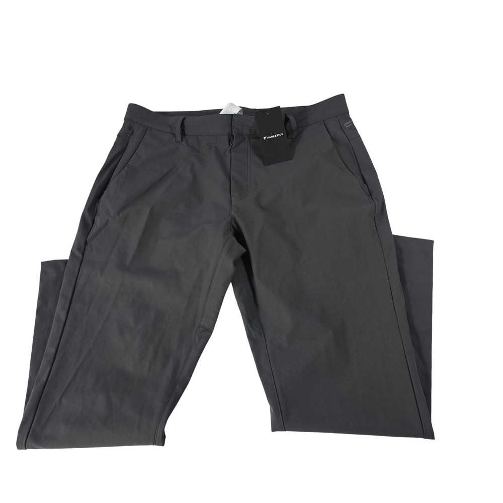 Fabletics Mens Performance Trousers Charcoal Grey 36x28 Active Pants Zipper